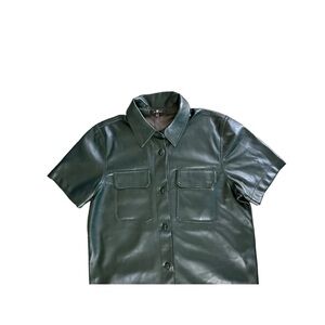 Green Leather Shirt-dress